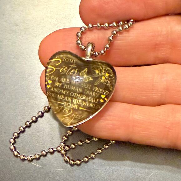 Sister Heart Shaped Double Sided Pendant - Picture 5 of 6